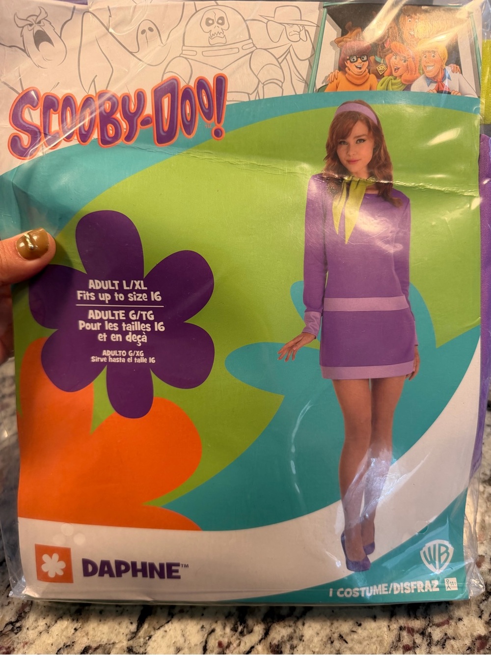 Daphne Adult Costume - Purple with Green Accent (L/XL)